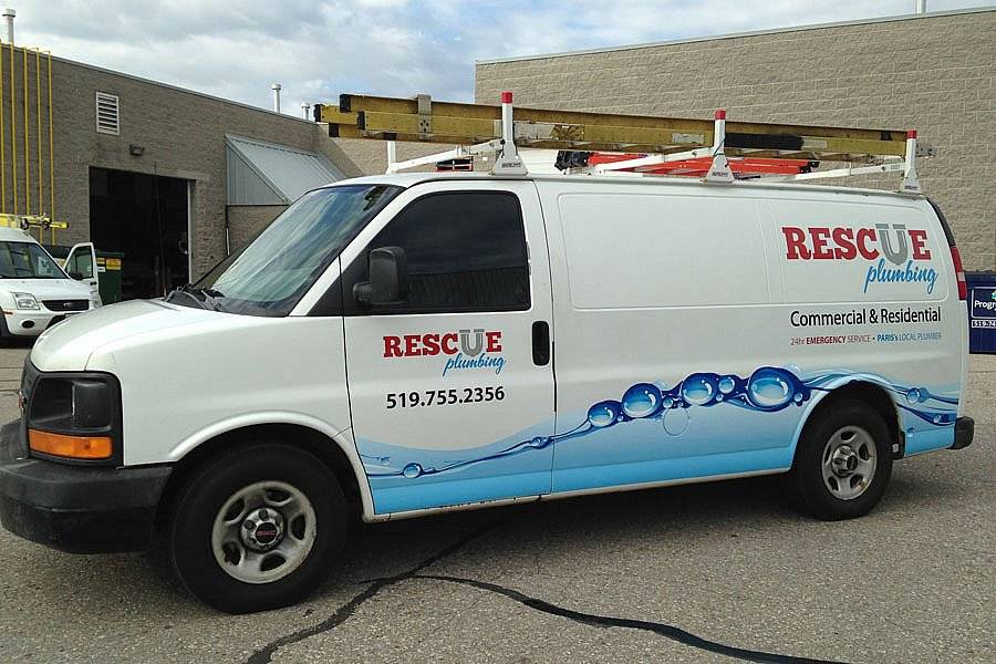 Rescue Plumbing Utility Van Partial Car Wrap Ontario
